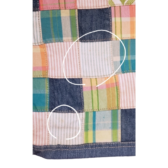 VINTAGE TOMMY HILFIGER BLUE MADRAS TOTE SHOULDER BAG DENIM ZIP CLOSURE - Picture 8 of 11